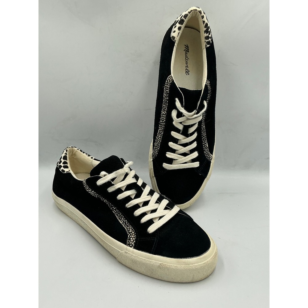 Madewell Sneakers Court Low Top Black Suede Calf Hair Animal Print‎ Unisex